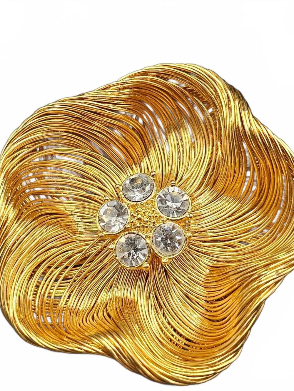 Monet Gold Tone Flower Brooch